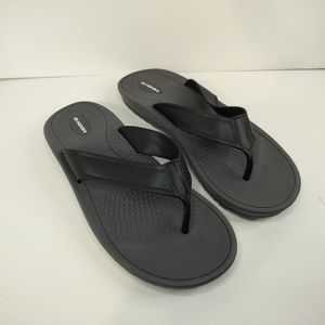 Okabashi Women's Flip Flops Sandals Gray Black XL 10.5-11.5 Breeze Thongs Vegan